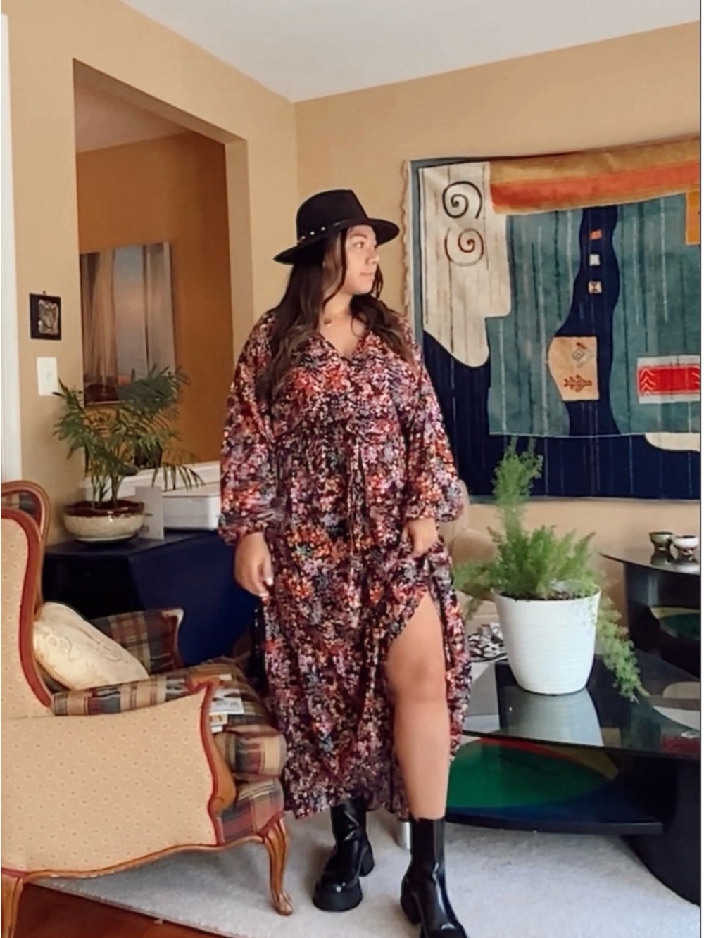 H&M Multi-Colored Floral Maxi Dress with Tie Waist